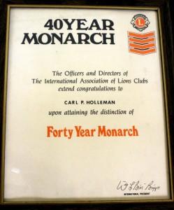 Forty Year Monarch award