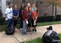 Leo club members at roadside cleanup