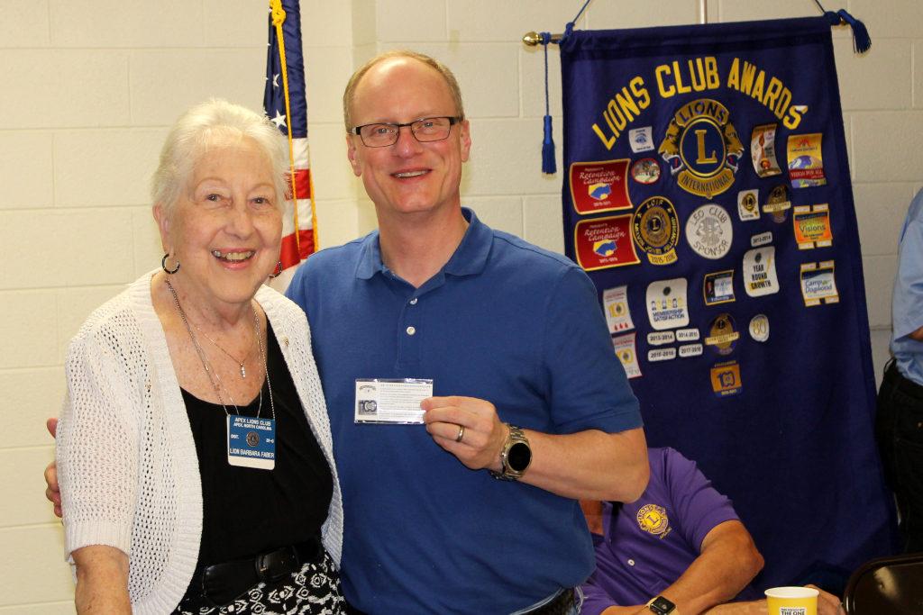 Barbara Faber gets Centennial Sponsor Pin